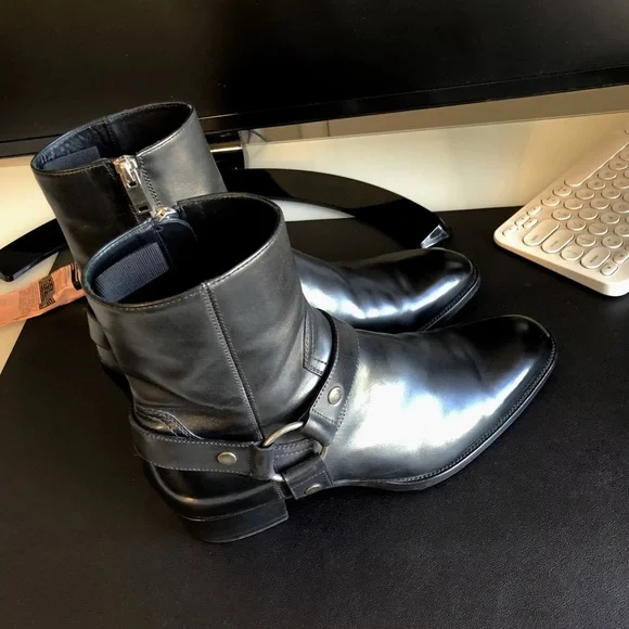 Shoes | Saint Laurent Paris Wyatt Harness Boot In Smooth Black